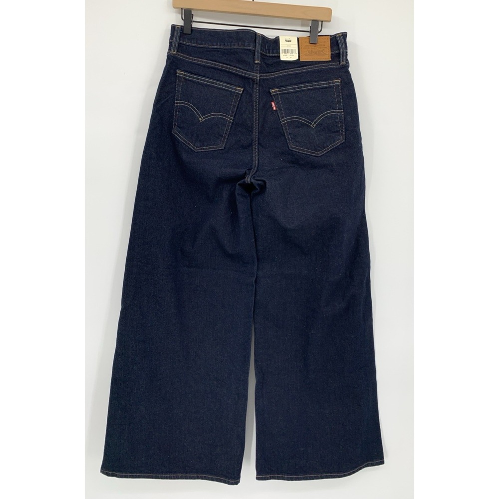 Levis Wide Leg Jeans Womens 31 Blue 728 High Rise Wide Leg Dark Wash Denim NEW - Picture 2 of 10